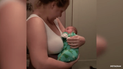 Amy Schumer Holding Her Son, Gene