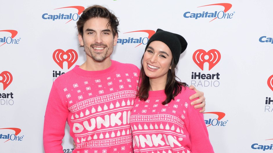 Ashley Iaconetti and Jared Haibon Wear Matching Pink Sweaters at Jingle Ball