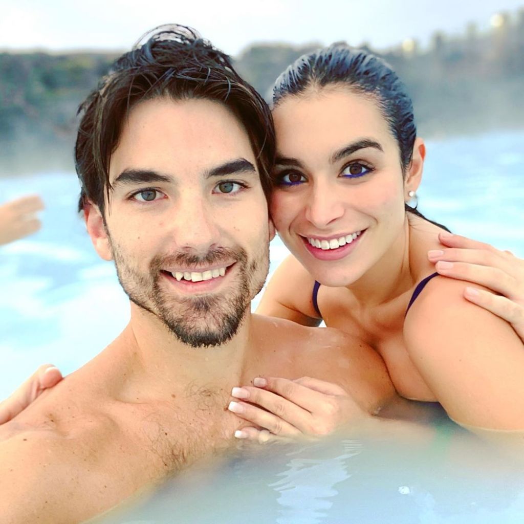 Ashley Iaconetti and Jared Haibon in Iceland in a Hot Tub