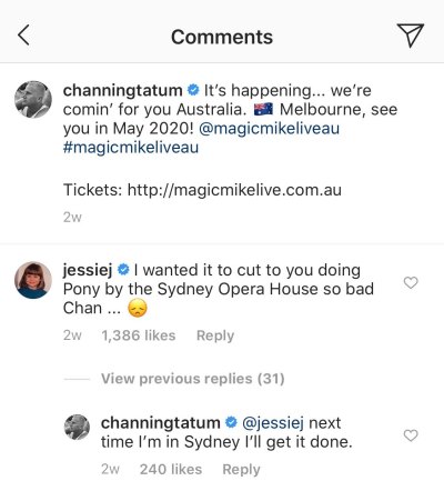 Channing Tatum and Jessie J's Instagram Exchange
