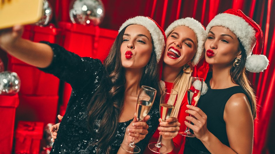 Girls Cheers With Champagne on New Year's Eve