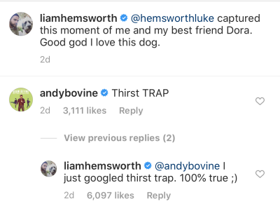 Liam Hemsworth admits to Being a Thirst Trap