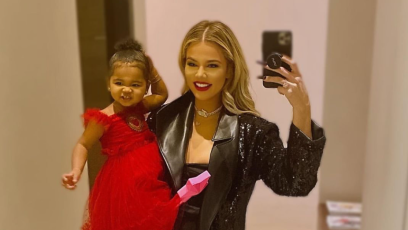 Khloe Kardashian and True Thompson in Holiday-Inspired Outfits