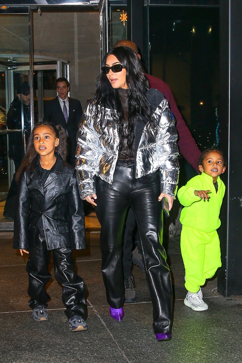 Kim Kardashian Walks in NYC With North West and Saint West