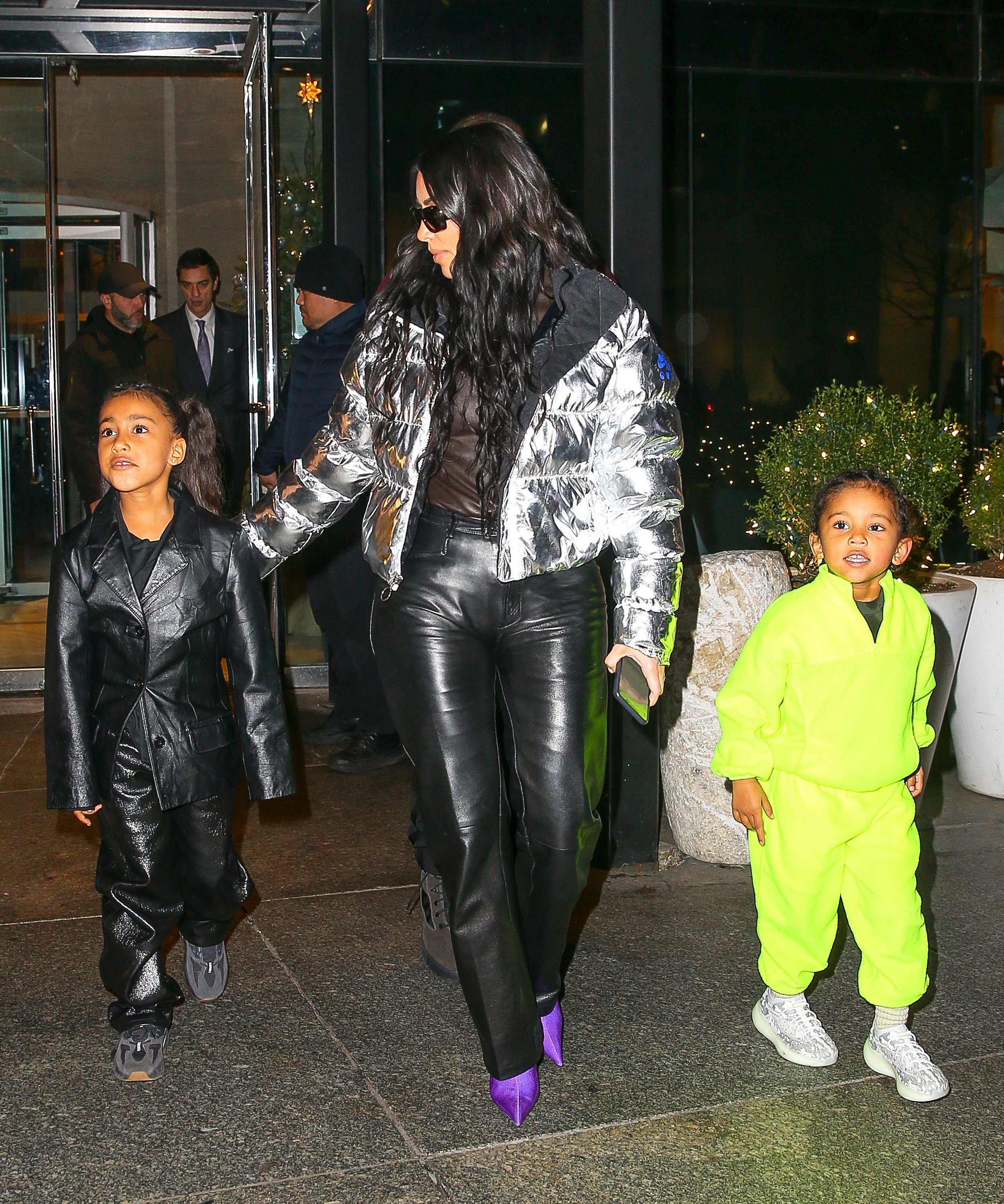 Kim Kardashian North West and Saint West in NYC Walking