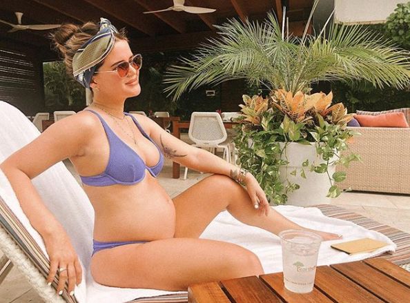 Maren Morris Showing Off Baby Bump by the Pool