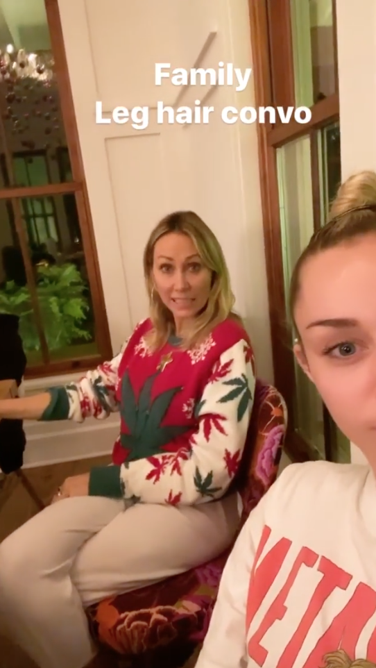 Miley Cyrus Wearing a Sweatshirt With Her Mom