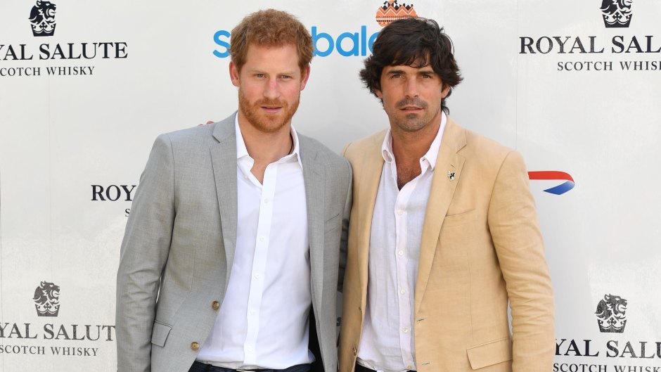 Prince Harry Wearing a Gray Suit With Nacho Figueras in a Beige Suit