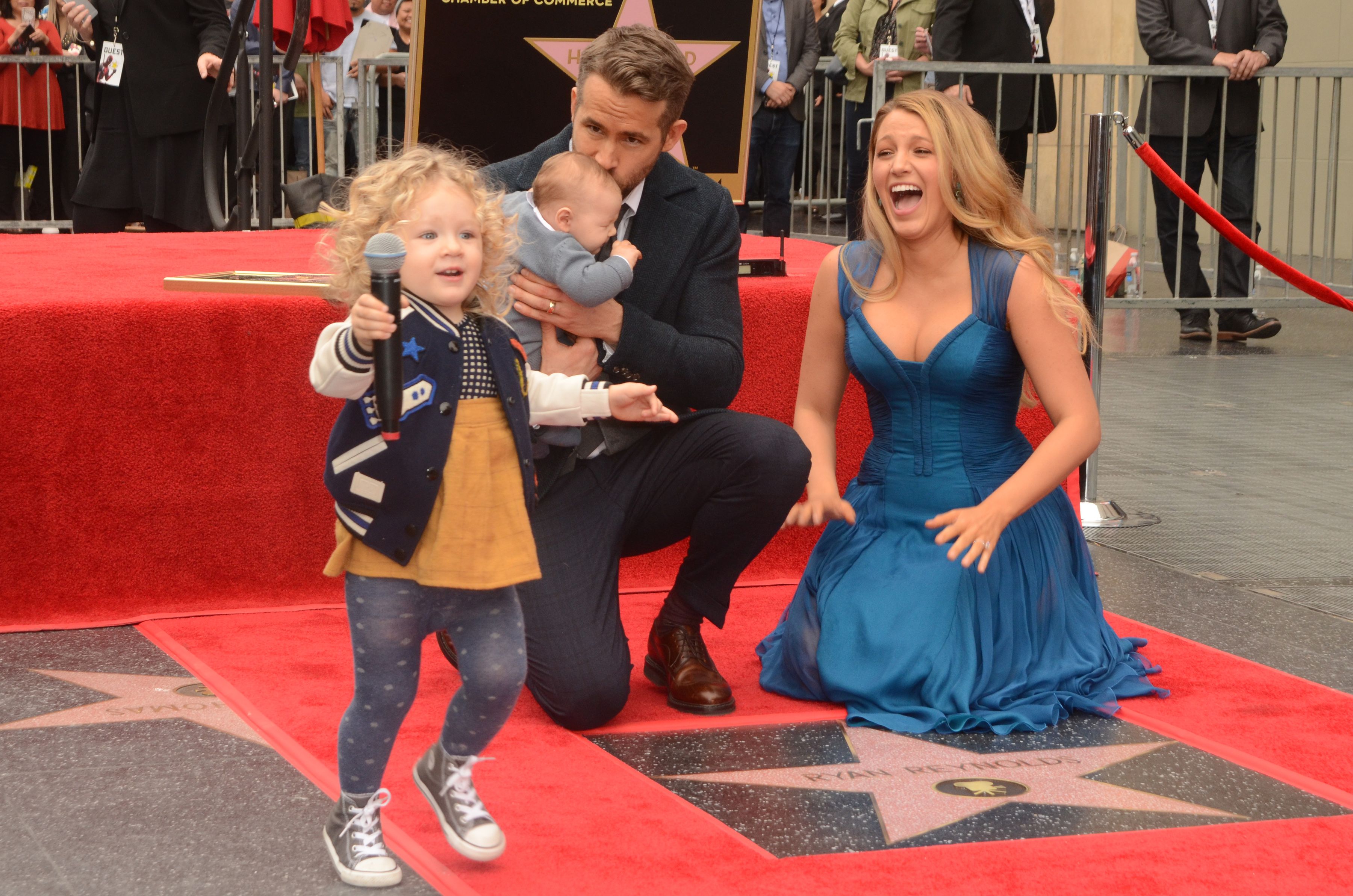 Ryan Reynolds and Blake Lively with Daughters James and Inez