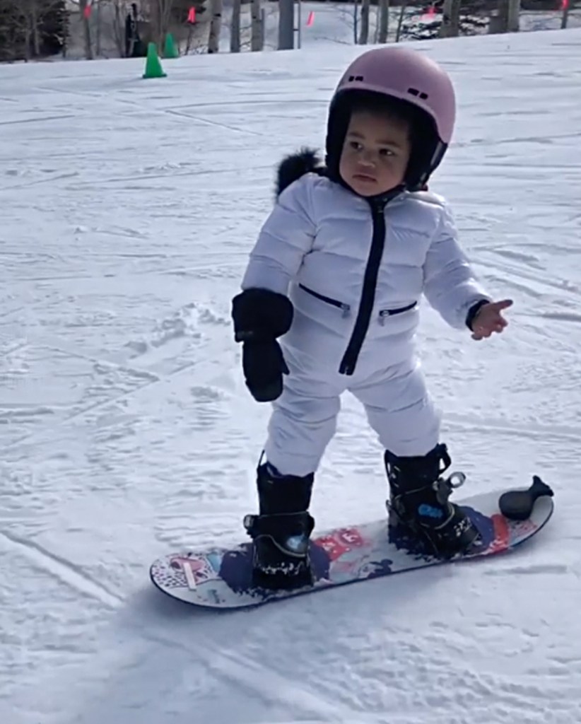 Stormi Webster Finally Shows Off Her Snowboarding Skills on the Slopes