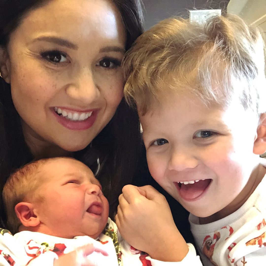 Catherine Giudici in Hospital With Newborn Mia