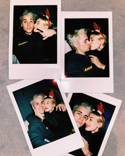 Hailey Baldwin and Justin Bieber Kiss in Christmas Photos