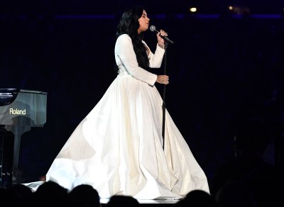 Demi Lovato Wearing a White Dress at the 2020 Grammys