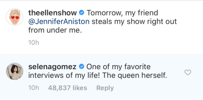 Selena Gomez Fangirls Over Jennifer Aniston