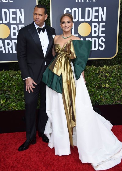 Golden Globes 2020 Red Carpet Style Jennifer Lopez and Alex Rodriguez