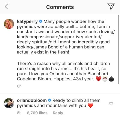 Katy Perry Instagram Caption and Comment