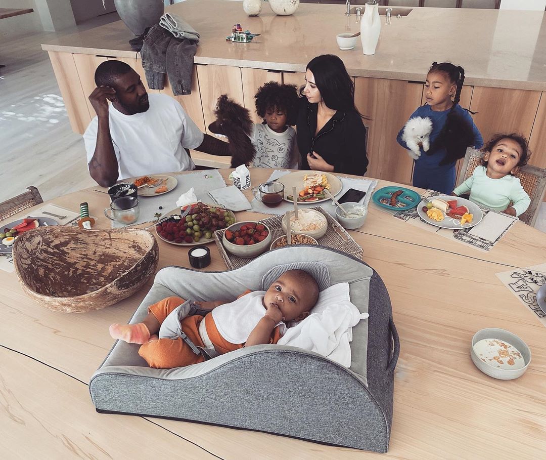Kim Kardashian and Kanye West With Their Kids