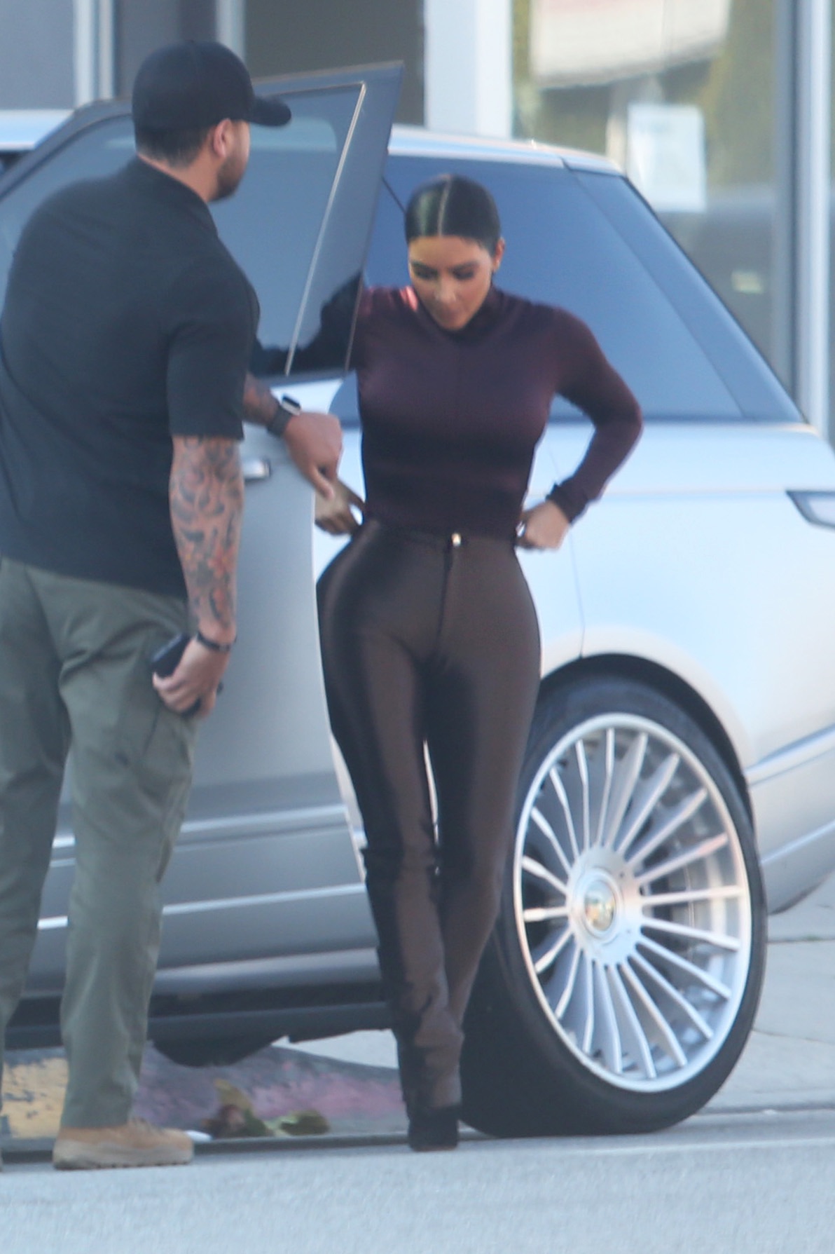 Kim and Khloe Kardashian look very fashionable while filming a new episode of KUWK at Sap and Honey Kid Clothing and Toy store