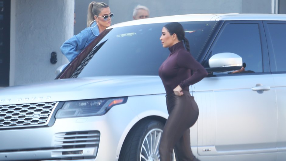 Kim and Khloe Kardashian look very fashionable while filming a new episode of KUWK at Sap and Honey Kid Clothing and Toy store