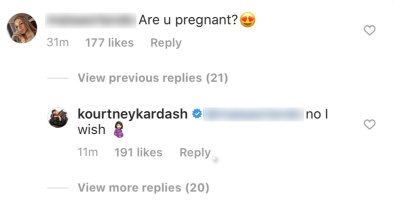 Kourtney Kardashian Admits She 'Wishes' She Was Pregnant in Hilarious Instagram Clapback