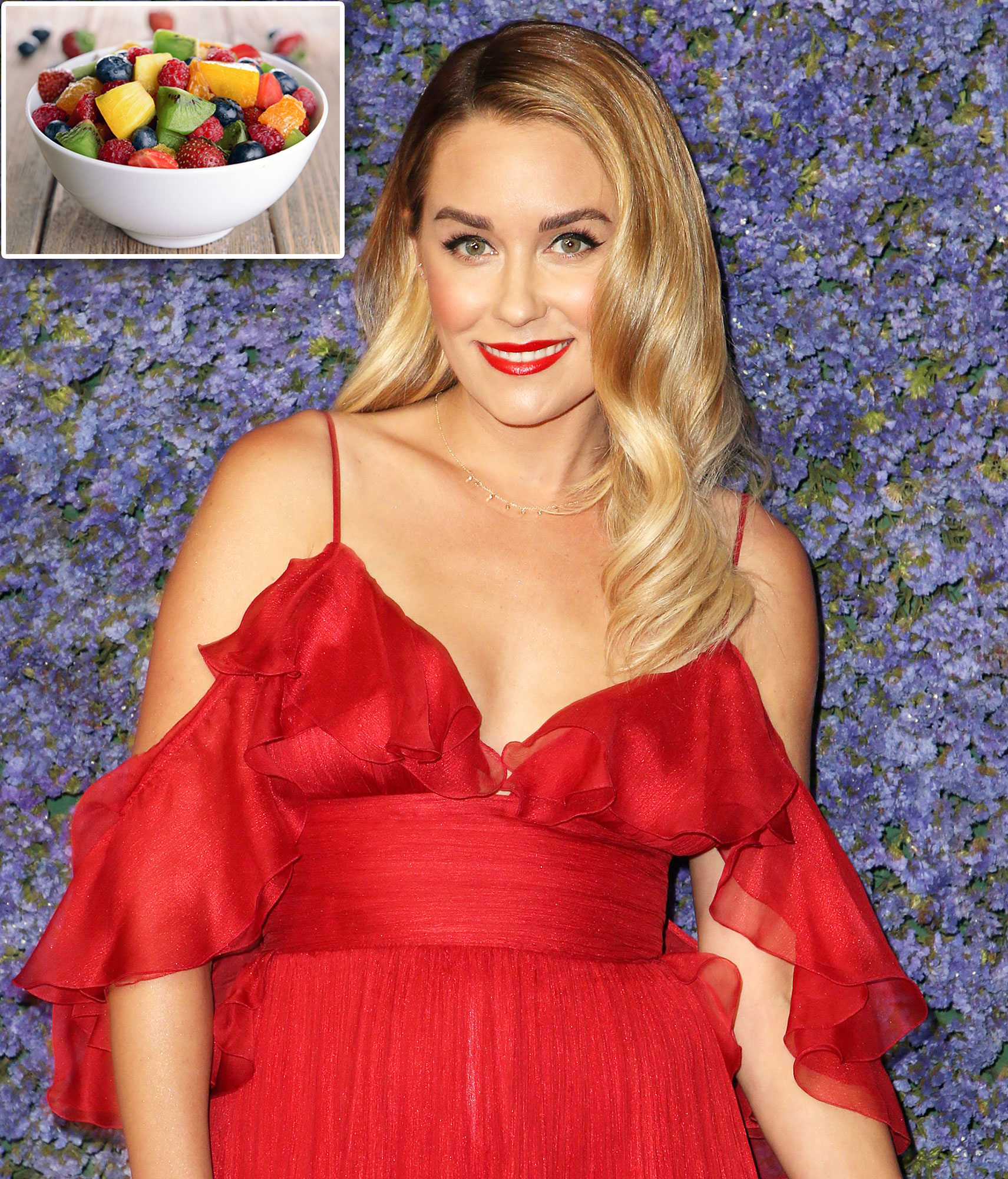 Lauren Conrad Snacks On Fruit and string cheese