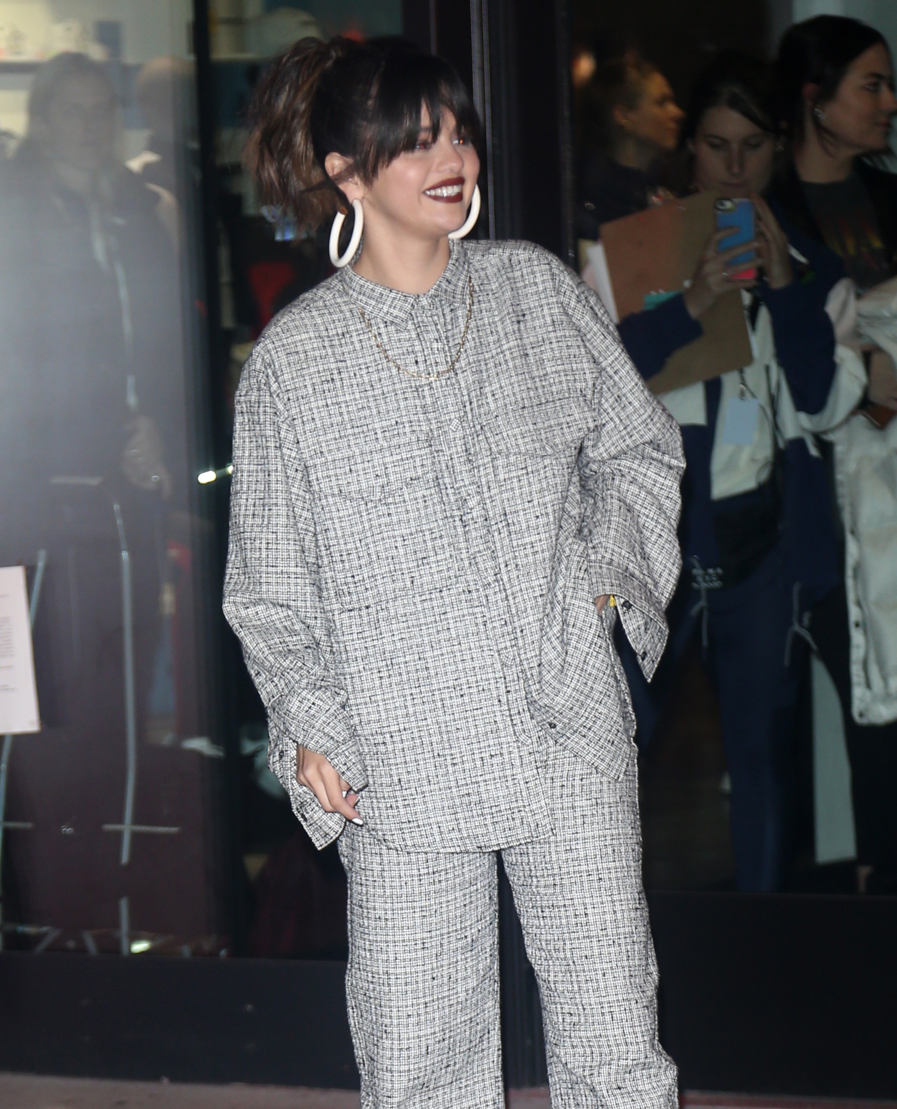 Selena Gomez Grey Jumpsuit Rare Album Release Party