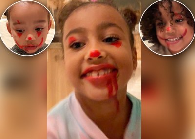 North-West-Attempted-'It'-Inspired-Clown-Makeup-on-Her-Siblings