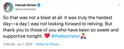 Hannah Brown Tweets About Reunion With Peter
