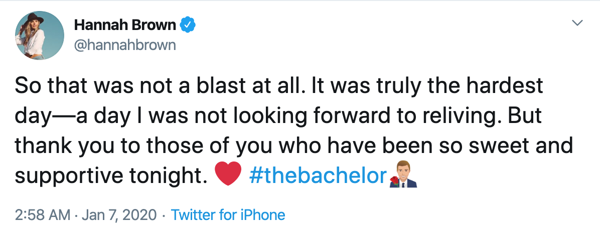 Hannah Brown Tweets About Reunion With Peter