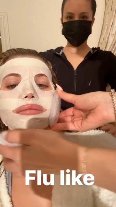 Sofia Richie Wears a Sheet Mask While Getting Her Hair and Makeup Done