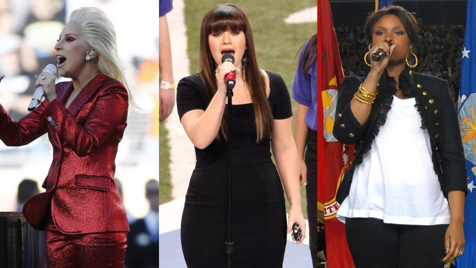 Lady Gaga, Kelly Clarkson, Jennifer Hudson National Anthem Performances at the Super Bowl