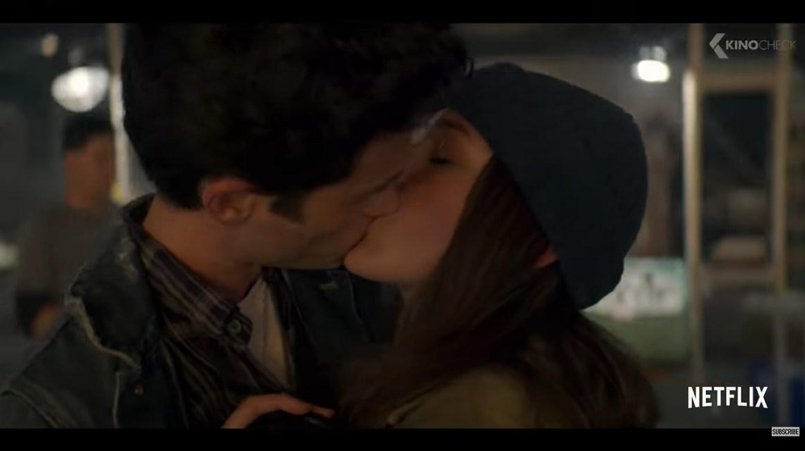 Penn Badgley Kissing His Costar in You