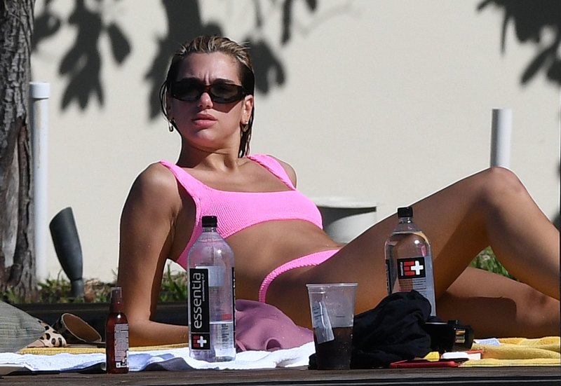 Dua Lipa in a Pink Bikini Packing on PDA With Boyfriend Anwar Hadid