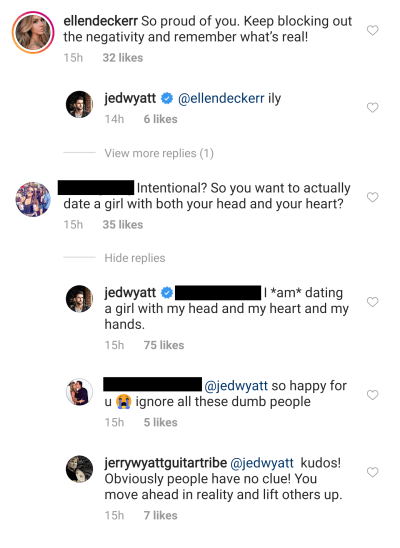 Jed Wyatt Claps Back at Hater Over His Dating Life