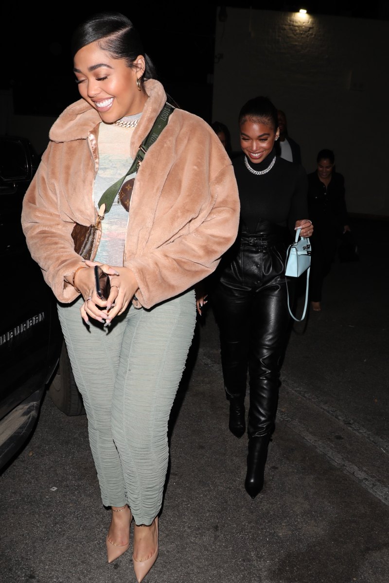Jordyn Woods in a Cute Fur Coat With Lori Harvey