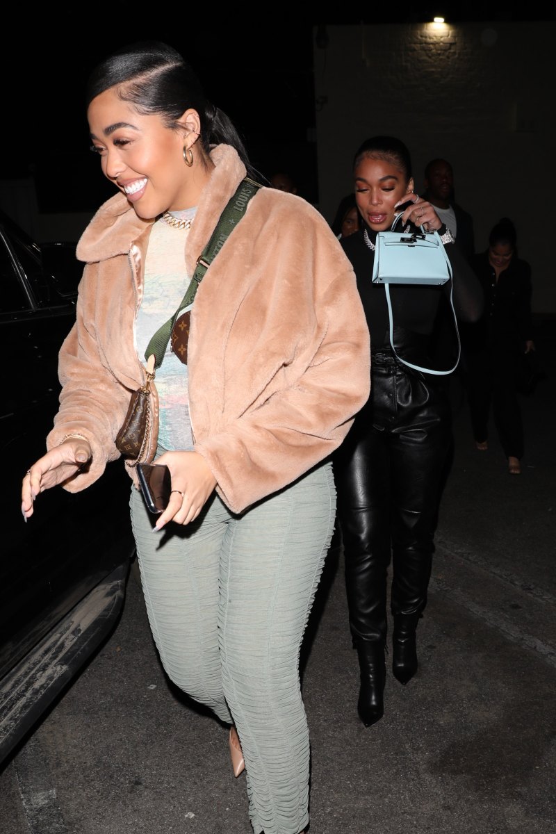 Jordyn Woods in a Cute Fur Coat With Lori Harvey