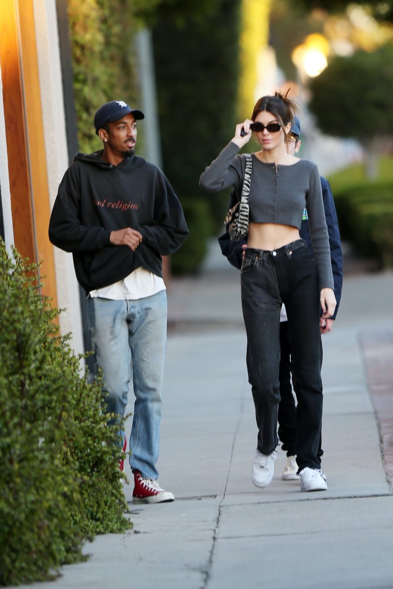 Kendall Jenner in a Crop Top and Jeans