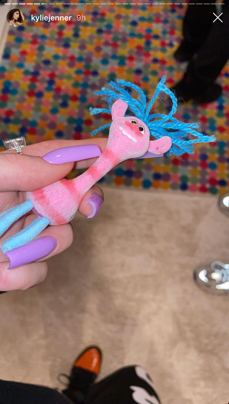 Kylie Jenner and Stasstie Karanikolaou With Cooper Trolls Doll