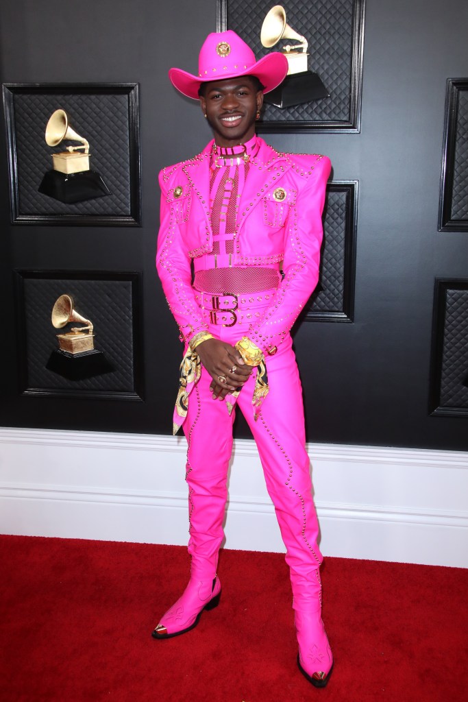 Lil Nas X 2020 Grammy Awards Suit: Wears Pink Versace Cowboy Outfit
