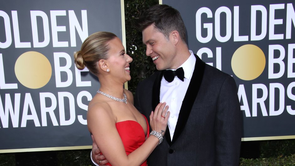 Scarlett Johansson and Colin Jost Kiss at the Golden Globes 2020