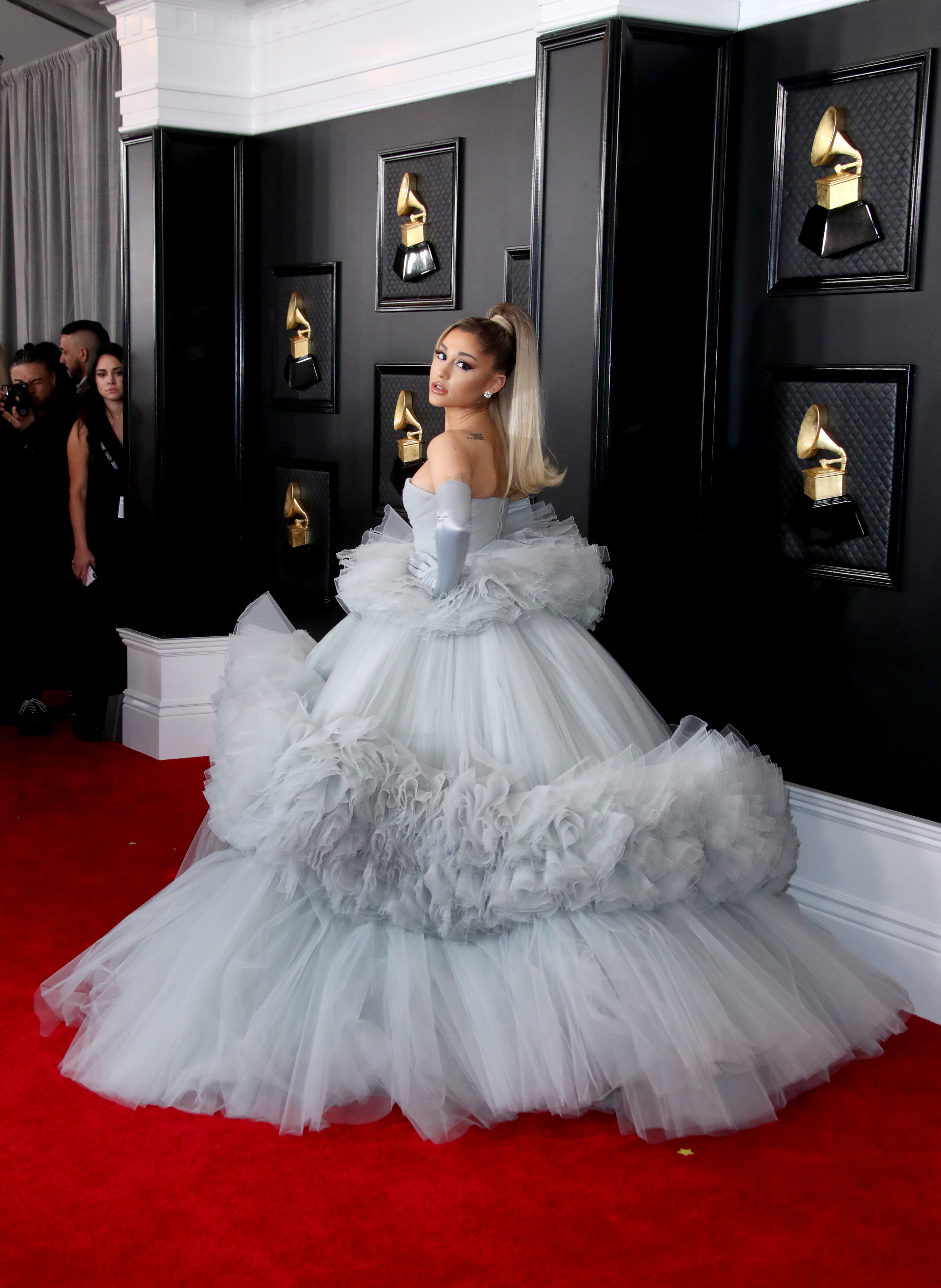 Ariana Grande's 2020 Grammys Dress Is So Fluffy, You Can Barely See Her