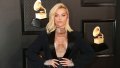 Bebe Rexha Black Suit and Sheer top Grammys 2020 Red Carpet