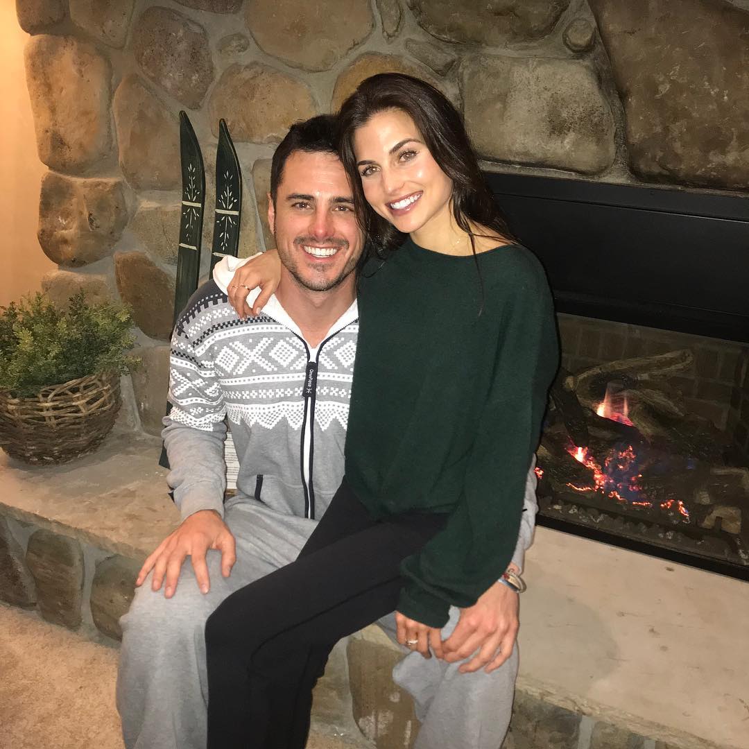 Ben Higgins Wearing a Gray Outfit With Jess Clarke