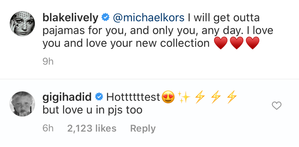 Gigi Hadid Calls Blake Lively the Hottest on Instagram