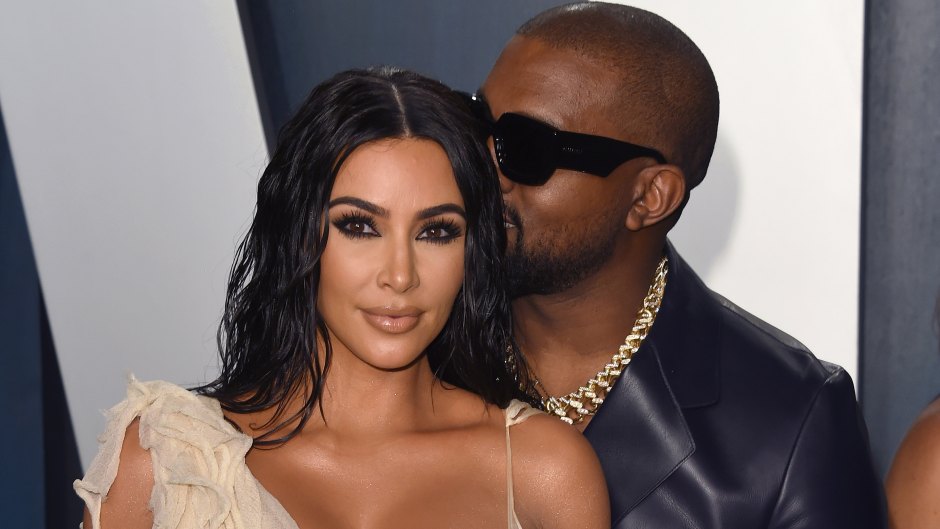 Kim Kardashian and Kanye West at the 2020 Vanity Fair Oscars Afterparty