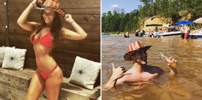 Side-by-Side Photos of Amber Pike and Matt Barnett Celebrating 4th of July