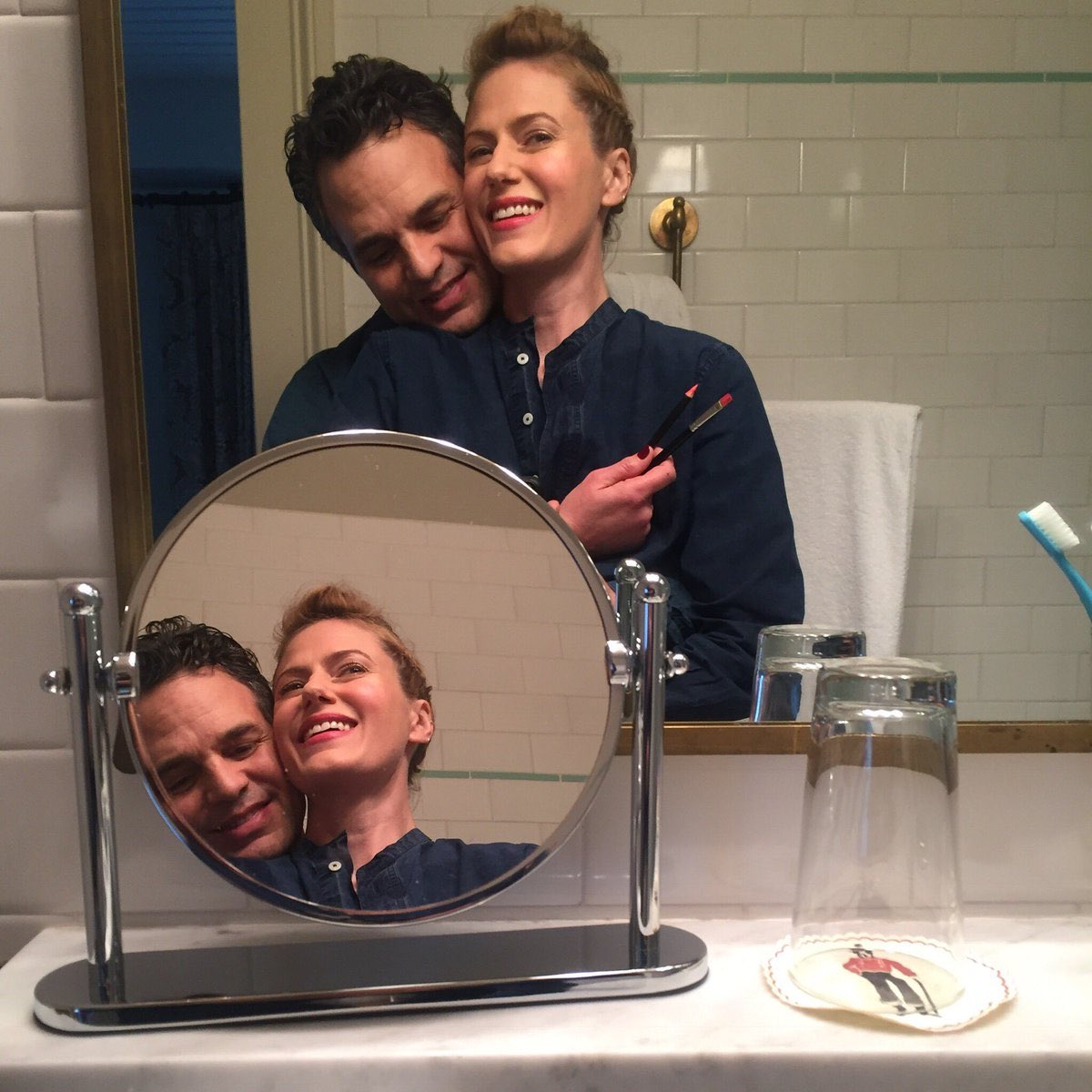 Mark Ruffalo and Wife Sunrise Coigney Valentine's Day Mirror Selfie