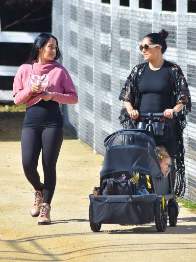 Nikki and Brie Bella Flaunt Baby Bumps in L.A.