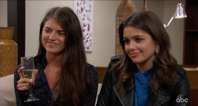 Hannah Ann Sluss and Madison Prewett The Bachelor Sitting and Smiling Together
