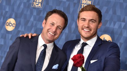 Peter Weber With Chris Harrison and Roses
